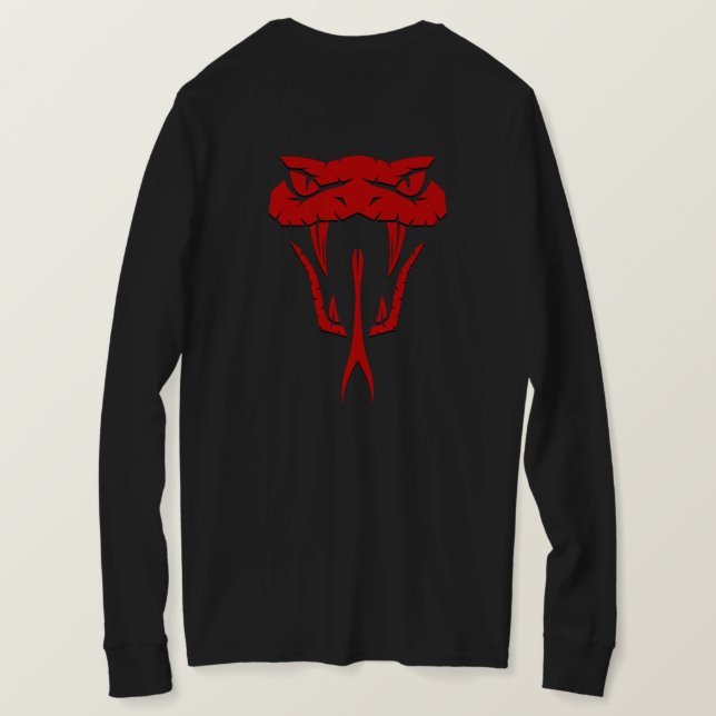 Fierce Red Snake Face Long Sleeve T-Shirt (Design Back)