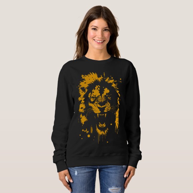 Fierce roaring lion splash art sweatshirt (Front Full)