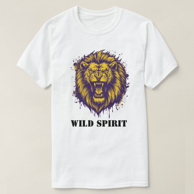 Fierce Roaring Lion Wild Spirit Graphic  T-Shirt (Design Front)