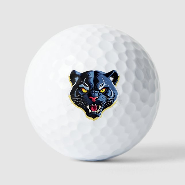 Fierce Roaring Panther Mascot Golf Balls (Front)