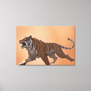 Fierce Roaring Tiger Anime Vector Art Illustration Canvas Print