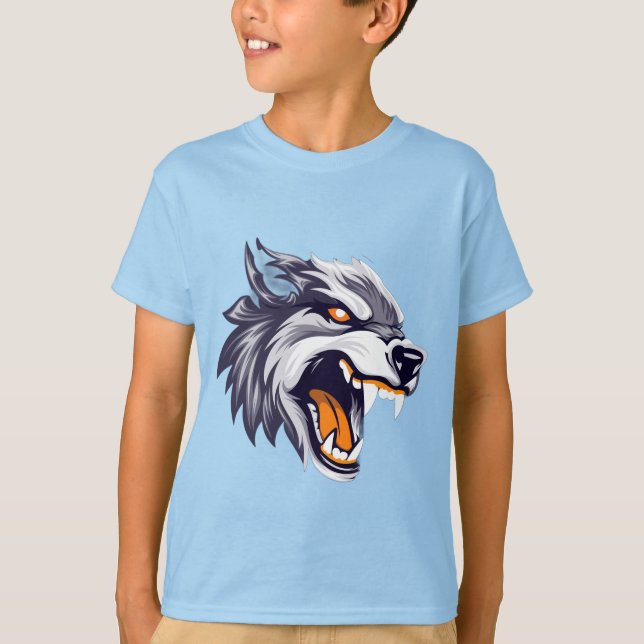 Fierce Roaring Wolf Boys' T-Shirt (Front)