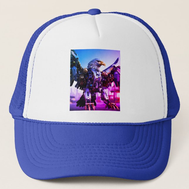 Fierce Robotic Eagle Cap. Trucker Hat (Front)