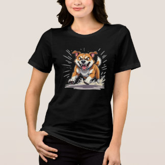 Fierce Running Dog – Power & Motion Illustration Tri-Blend Shirt