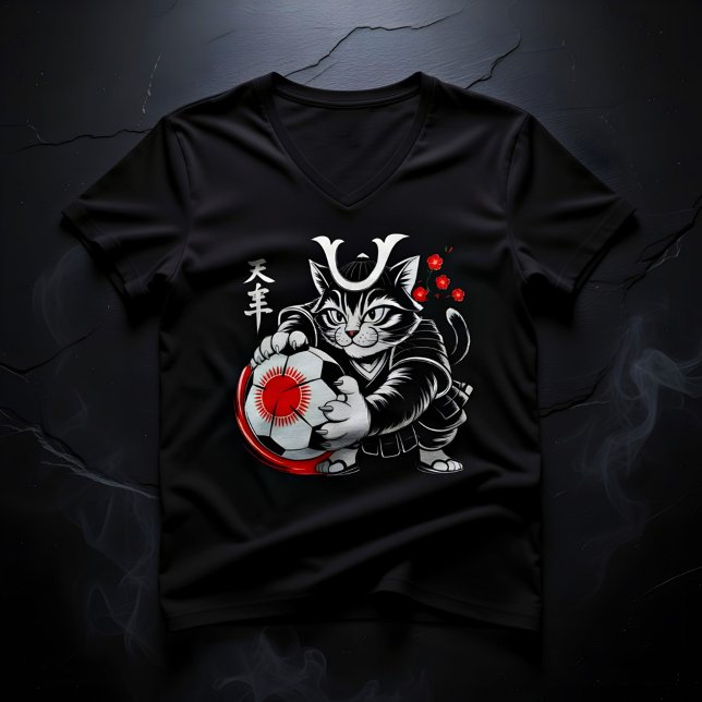 Fierce Samurai Cat Soccer T-shirt for Women (Creator Uploaded)