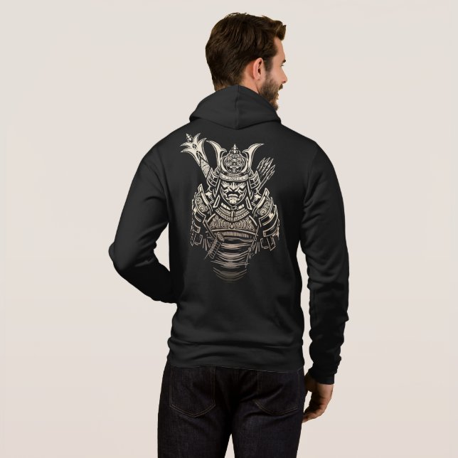 Fierce Samurai Warrior – Bold Japanese Armour Hoodie (Back Full)
