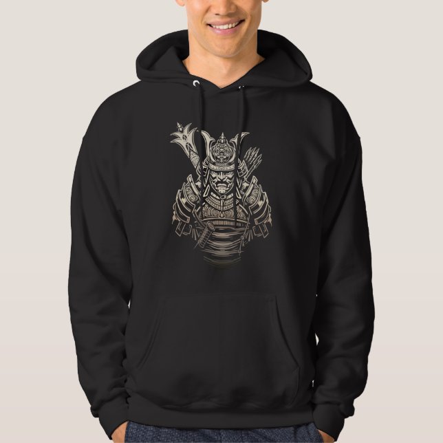 Fierce Samurai Warrior – Bold Japanese Armour Hoodie (Front)