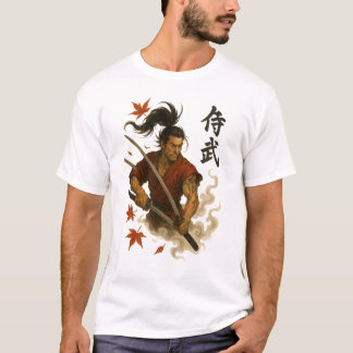 Fierce Samurai Warrior – Dual Katana Ink Art Desig T-Shirt