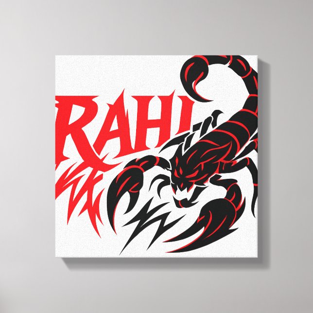 Fierce Scorpion Graphic Art Design with "RAHI" Tex Canvas Print (Front)