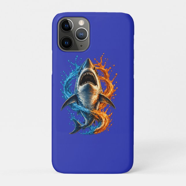 Fierce Shark Beach Towel – Blue & Orange Ocean Spl Case-Mate iPhone Case (Back)