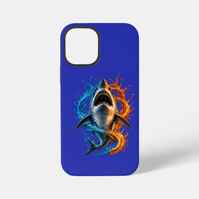 Fierce Shark Beach Towel – Blue & Orange Ocean Spl iPhone Case (Back)
