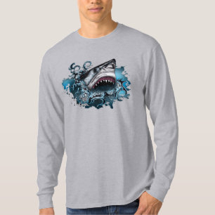 Fierce Shark Ocean Splash Bold Adventure Artwork T-Shirt