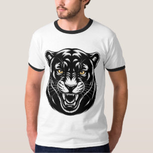 Fierce Snarling Panther Graphic Aggressive Black T-Shirt