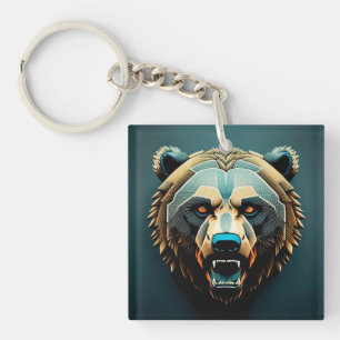 Fierce Stylised Bear Art  Key Ring
