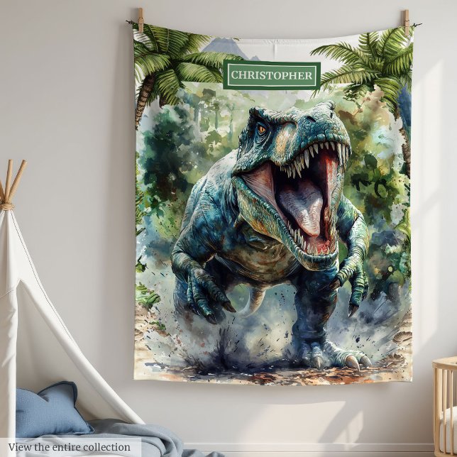 Fierce T-Rex Blanket Personalised Name for Boys (Fierce T-Rex Blanket Personalized Name for Boys)