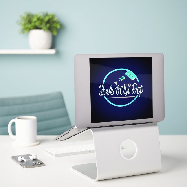 Fierce Technology Man's Best Friend Art Large 8"x8 (Laptop On Desk)