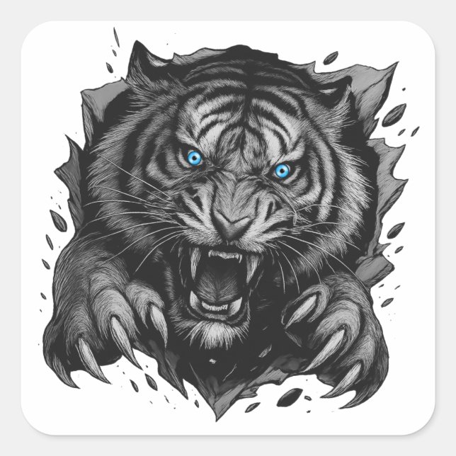 Fierce Tiger Breakthrough: Bold & Wild Square Sticker (Front)
