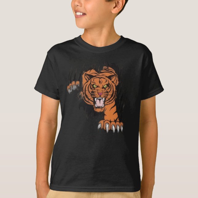 Fierce Tiger Clawing it's way out. T-Shirt (Front)