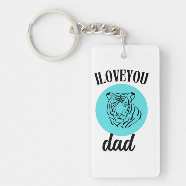 Fierce Tiger Dad Love Art Key Ring (Front)