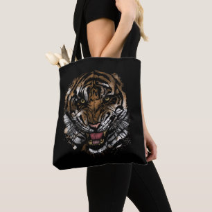 Fierce Tiger Face Art Bold Jungle Predator Tote Bag