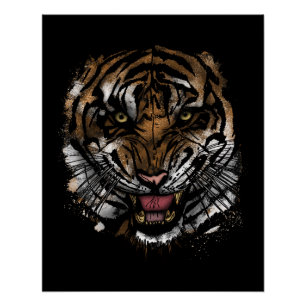 Fierce Tiger Face Poster Wild Jungle Predator