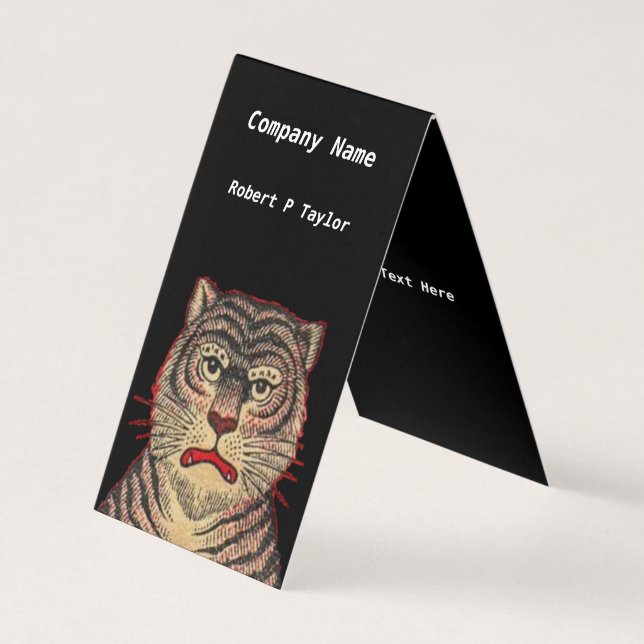 Fierce Tiger Head Black Stripes Red Outline Black Business Card (Front)