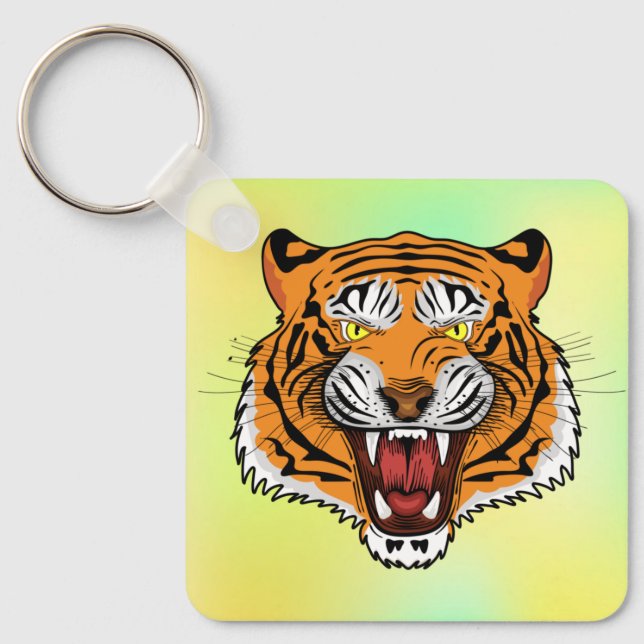 Fierce Tiger Head Illustration-24327 Key Ring (Front)