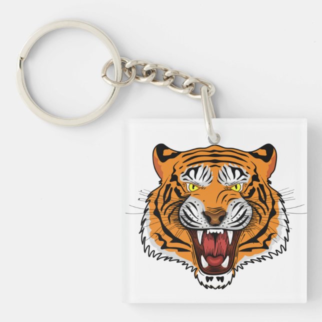 Fierce Tiger Head Illustration-24327 Key Ring (Front)