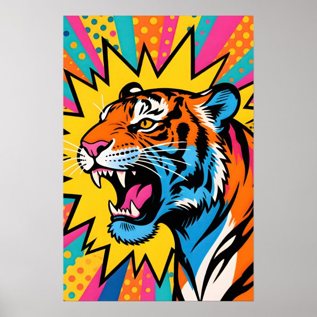 Fierce Tiger  Pop Art  Poster (Front)