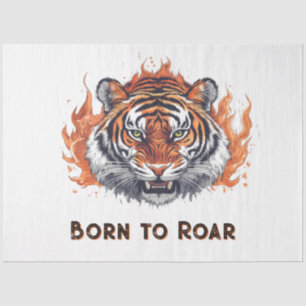 Fierce Tiger with Flames - Customizable Text Tissue Paper