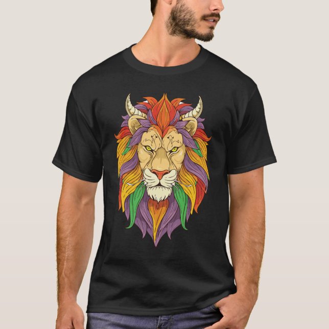 Fierce Tribal Lion Head T-Shirt (Front)