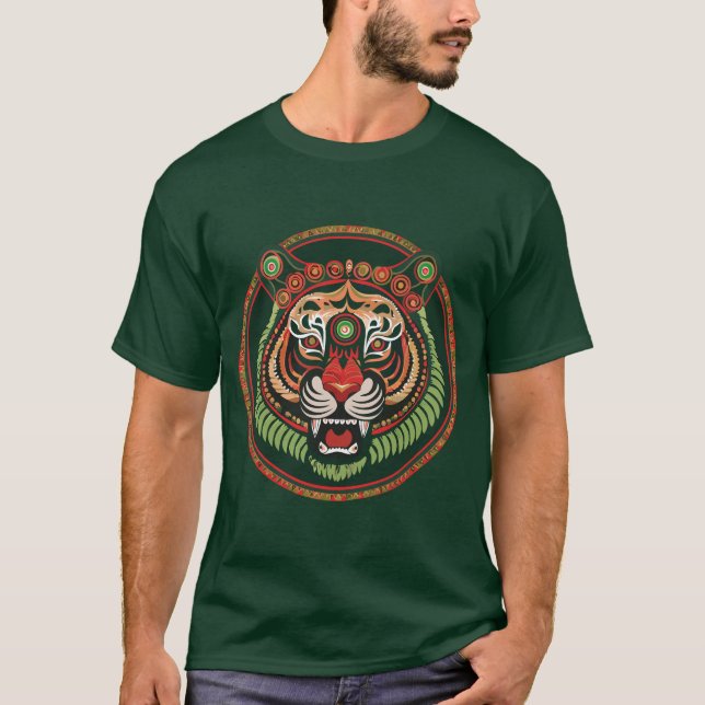 Fierce Tribal Tiger Face T-Shirt (Front)