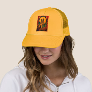 Fierce Tribal Wolf Howling at the Moon Cap. Trucker Hat