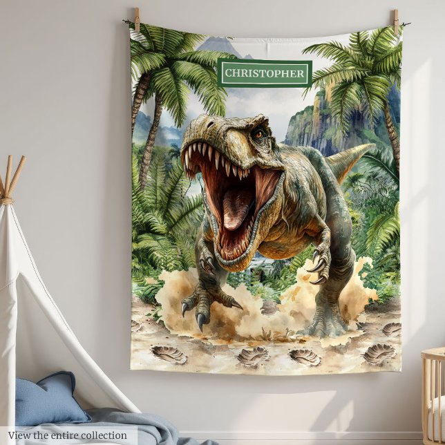 Fierce Tyrannosaurus Blanket Custom Name for Kids (Fierce Tyrannosaurus Blanket Custom Name for Kids)