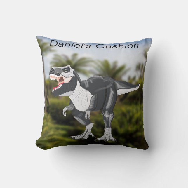Fierce Tyrannosaurus rex, personalised Cushion (Front)