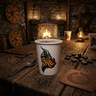 Fierce Viking Warrior Head Norse Helmet and Beard  Paper Cups