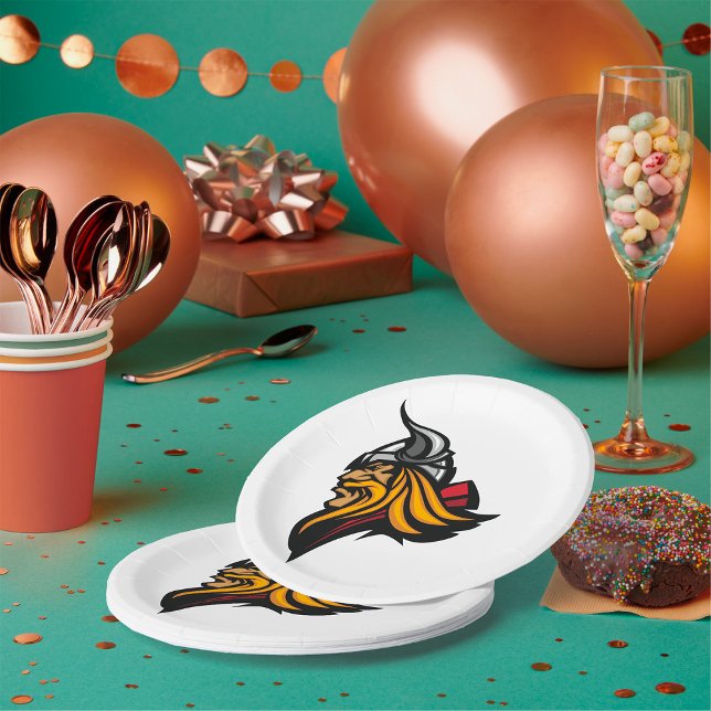 Fierce Viking Warrior Head Norse Helmet and Beard  Paper Plate (Creator Uploaded)