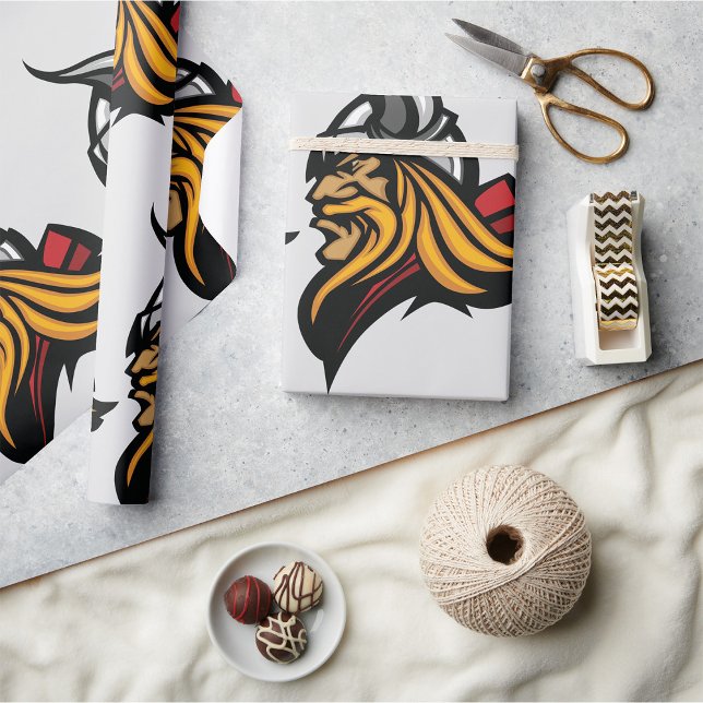 Fierce Viking Warrior Head Norse Helmet and Beard  Wrapping Paper (Creator Uploaded)