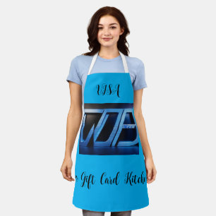 Fierce Visa Logo Art on Black and Blue Background- Apron