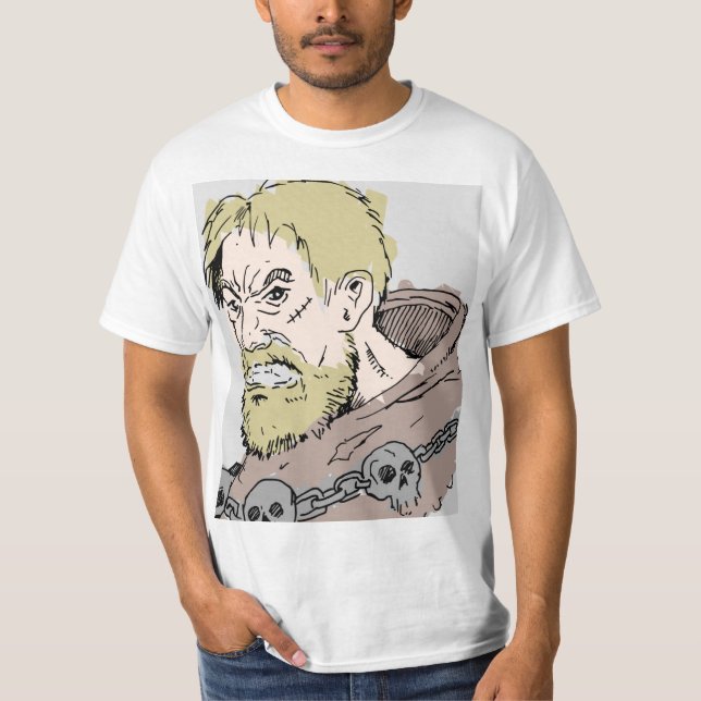 Fierce Warrior with Skull Chain – Dark Mediaeval A T-Shirt (Front)
