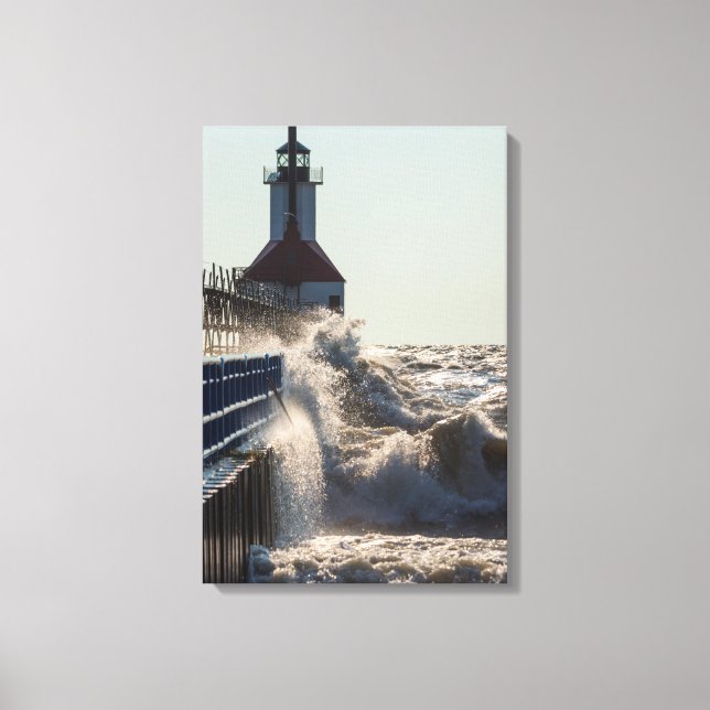 Fierce Waves At St Joseph Canvas Print (Front)