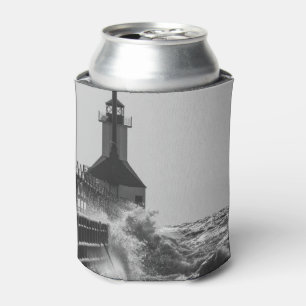 Fierce Waves At St Joseph Grayscale Can Cooler