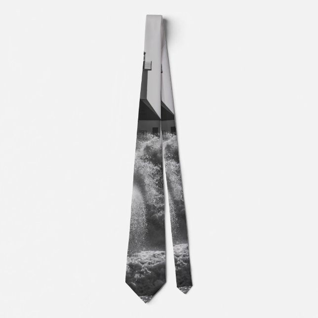 Fierce Waves At St Joseph Grayscale Tie (Front)