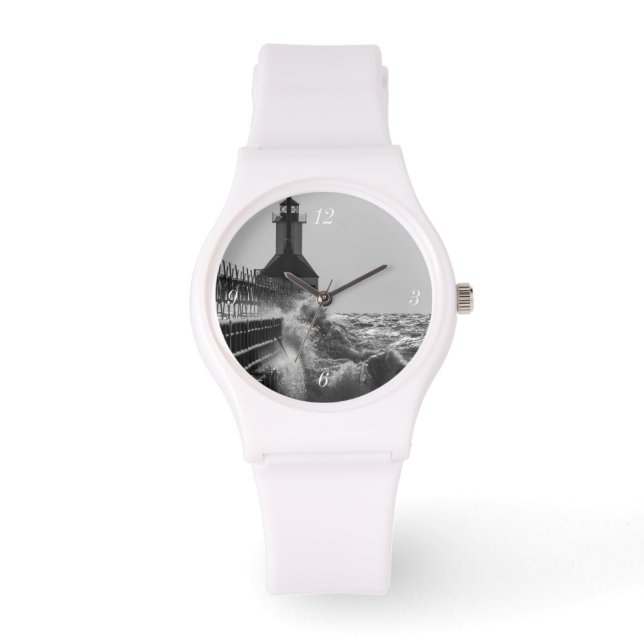 Fierce Waves At St Joseph Grayscale Watch (Front)