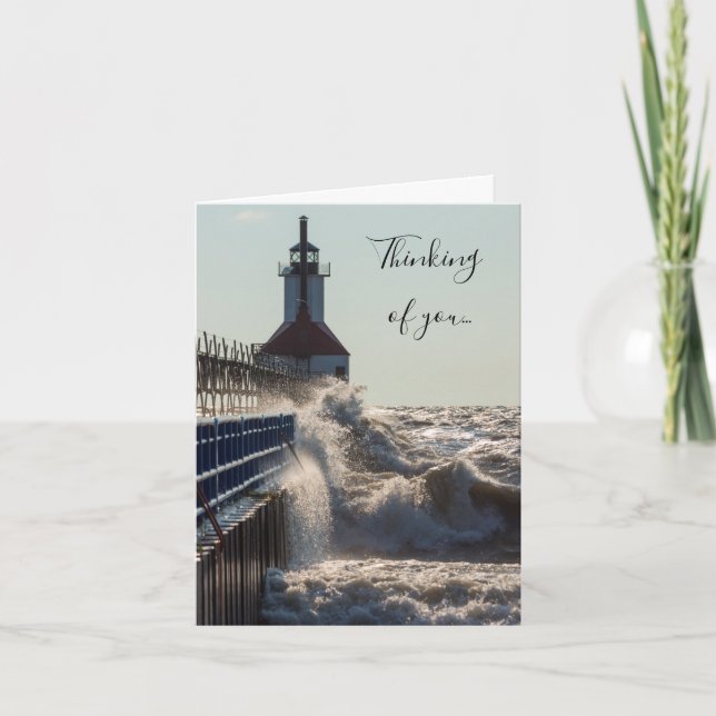 Fierce Waves At St Joseph Thinking Of You Card (Front)