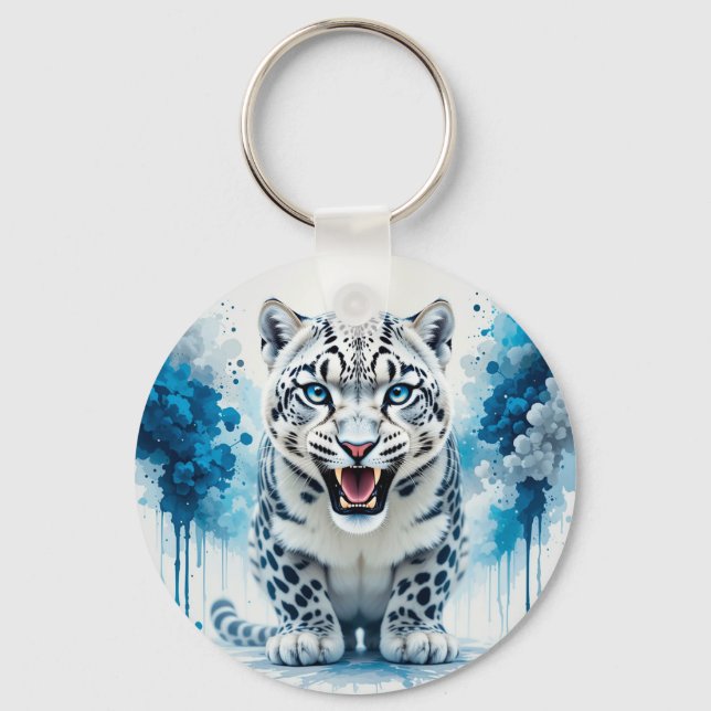 🐆 Fierce White Leopard Charm Accessory Gift Key Ring (Front)