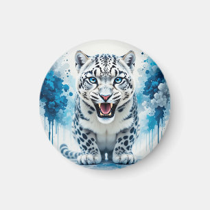 Fierce White Leopard Magnet
