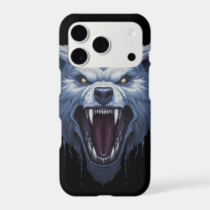 Fierce White Wolf Head Dark Fantasy Illustration