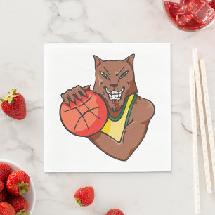Fierce Wildcat Basketball Mascot Napkin
