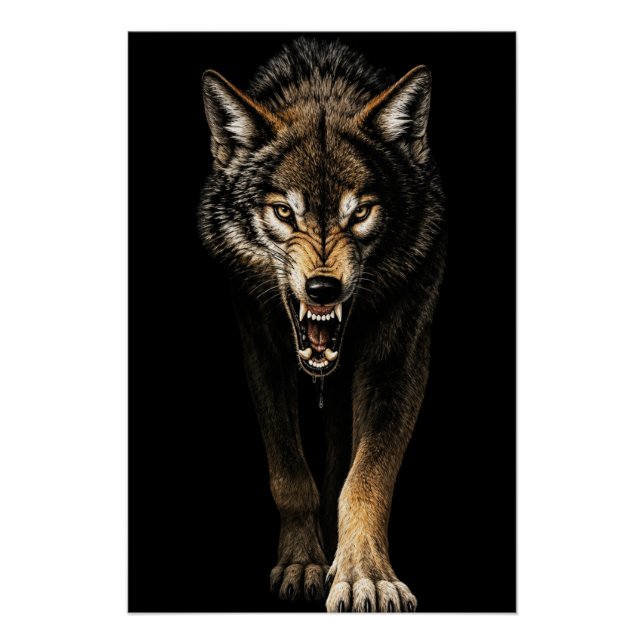 Fierce Wolf – Angry Wild Wolf Predator Poster (Front)